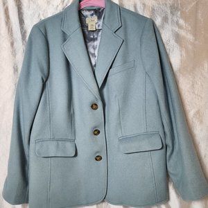 Pre-owned Robins Egg Blue L.L. Bean Cashmere/Wool Lined 3 Button Blazer size 16P